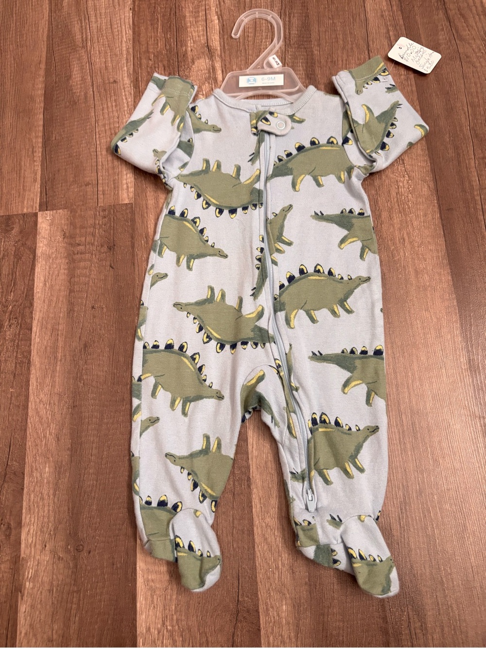 Carter's light gray and olive green baby zipper sleeper. 200